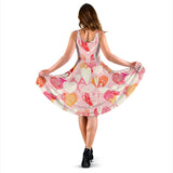 Hand Drawn Heart Design Pattern Sleeveless Midi Dress