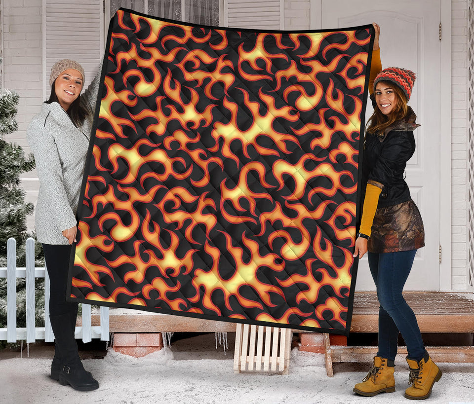 Fire Flame Dark Pattern Premium Quilt