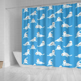 Cute Sea Lion Seal Pattern Background Shower Curtain Fulfilled In US