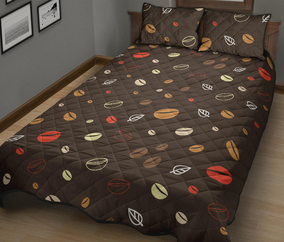 Coffee bean leave pattern Quilt Bed Set