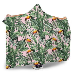 Toucan Tropical Green Jungle Palm Pattern Hooded Blanket