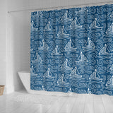 Hand Drawn Sailboat Pattern Shower Curtain Fulfilled In US