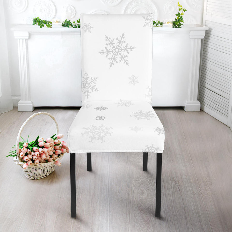 Snowflake Pattern White Background Dining Chair Slipcover