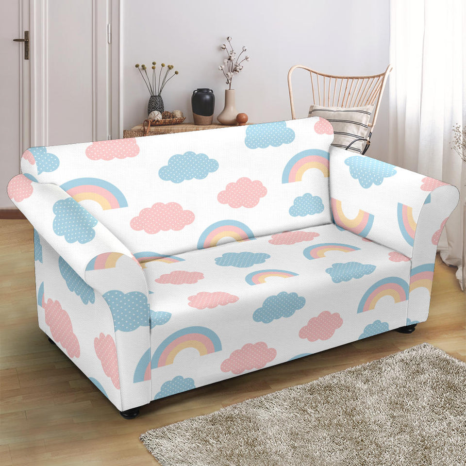 Cute Rainbow Clound Pattern Loveseat Couch Slipcover