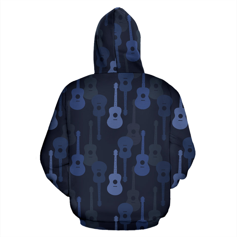 Blue Theme Guitar Pattern Zip Up Hoodie
