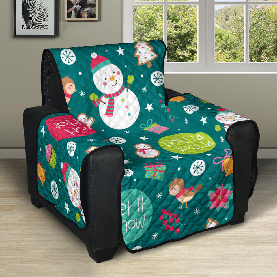 Snowman bird decorative elements christmas pattern Recliner Cover Protector