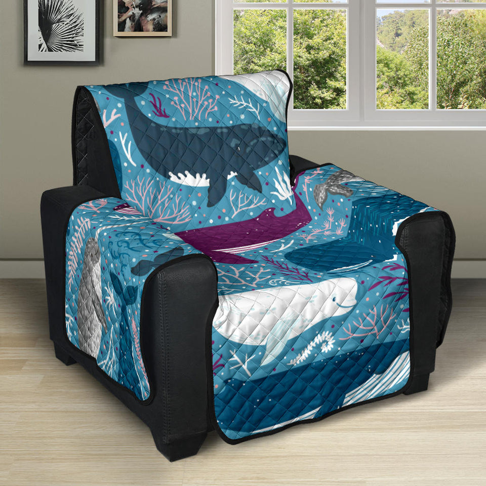 Whale design pattern Recliner Cover Protector