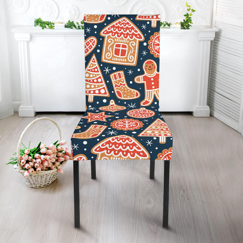 Christmas Gingerbread Cookie Pattern Dining Chair Slipcover