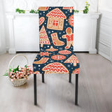 Christmas Gingerbread Cookie Pattern Dining Chair Slipcover