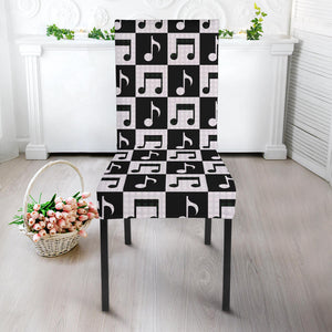 Music Notes Pattern Print Design 01 Dining Chair Slipcover