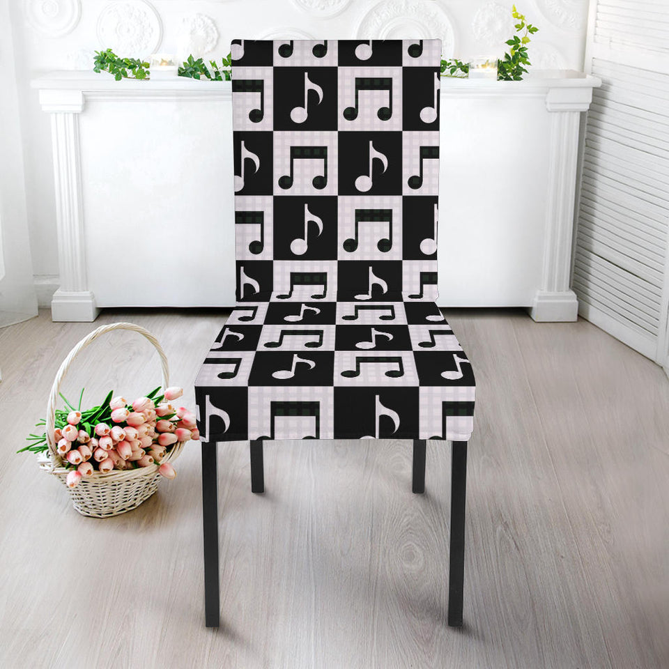 Music Notes Pattern Print Design 01 Dining Chair Slipcover