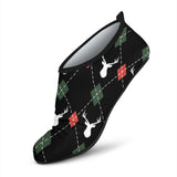 Deer Christmas New Year Pattern Argyle Aqua Shoes