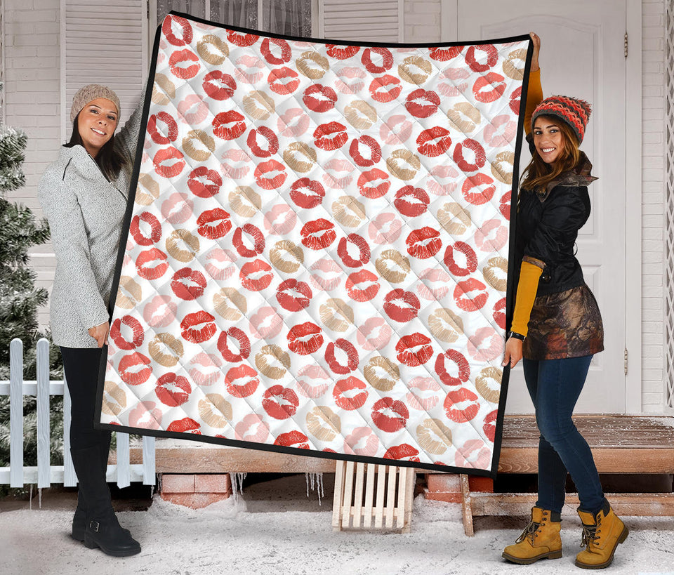 Lips Pattern Print Design 04 Premium Quilt