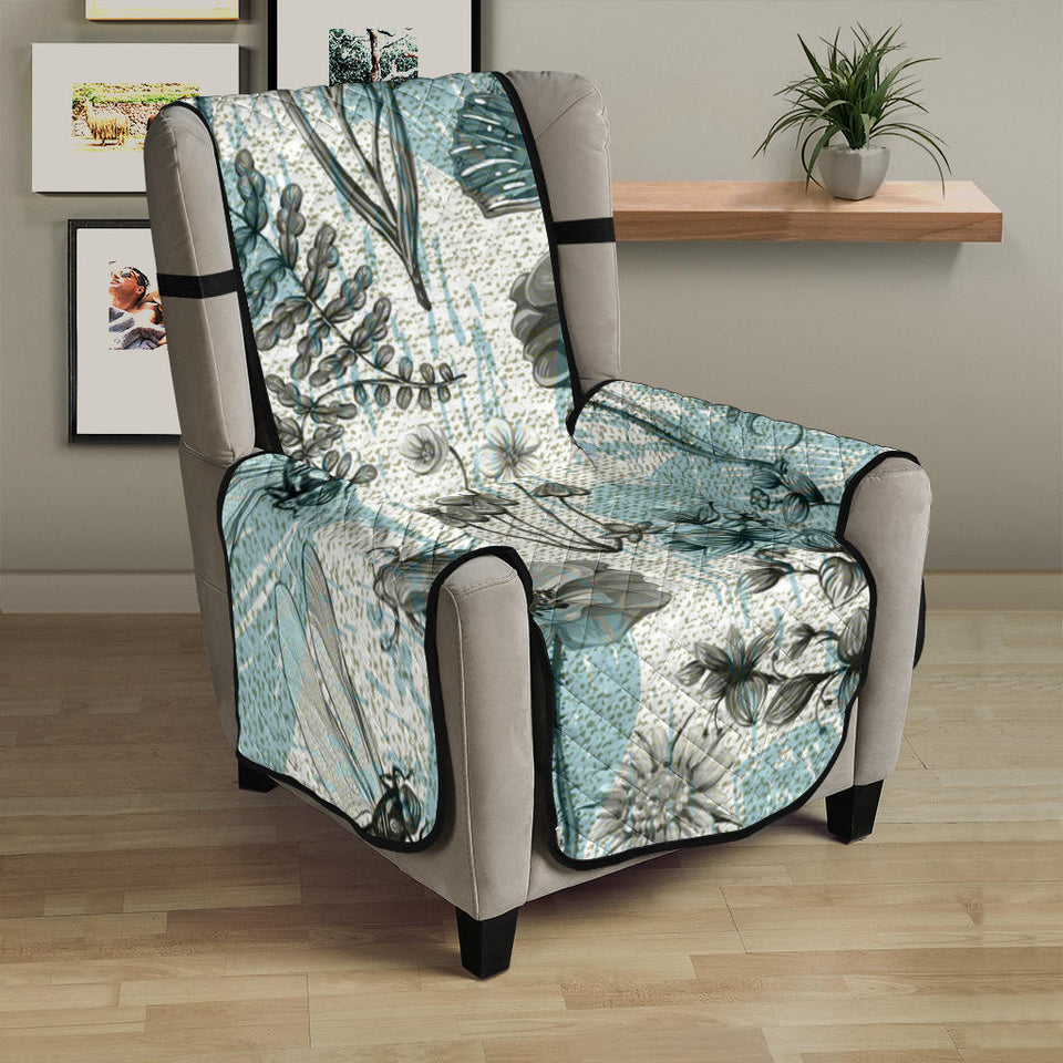 Dragonfly Butterfly Plants insect flower vintage style pattern Chair Cover Protector