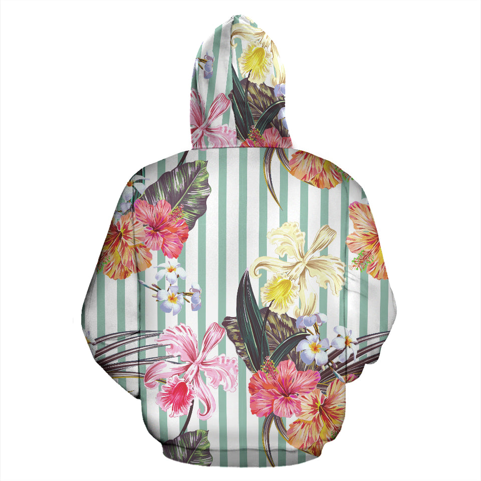 Colorful Orchid Flower Pattern Zip Up Hoodie