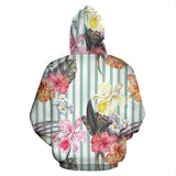 Colorful Orchid Flower Pattern Zip Up Hoodie