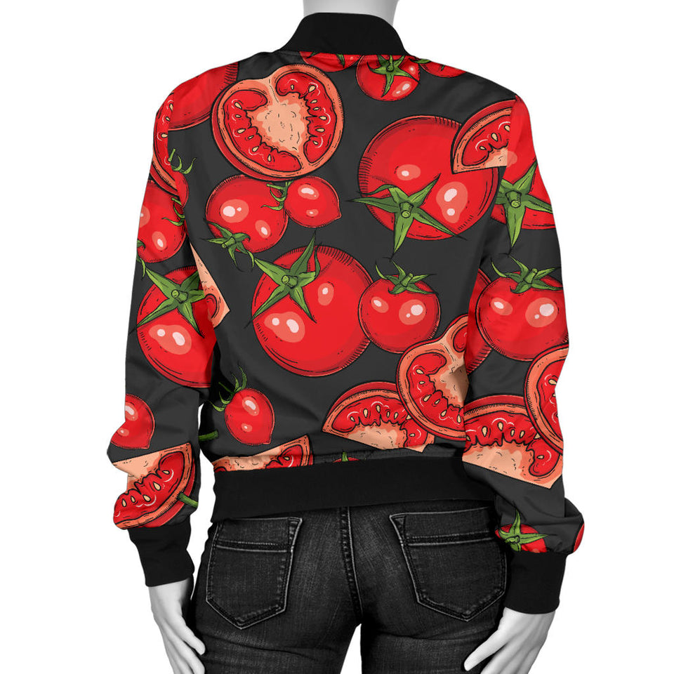Tomato Black Background Women'S Bomber Jacket