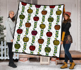 Colorful Apples Leave Zebra Stripe Premium Quilt