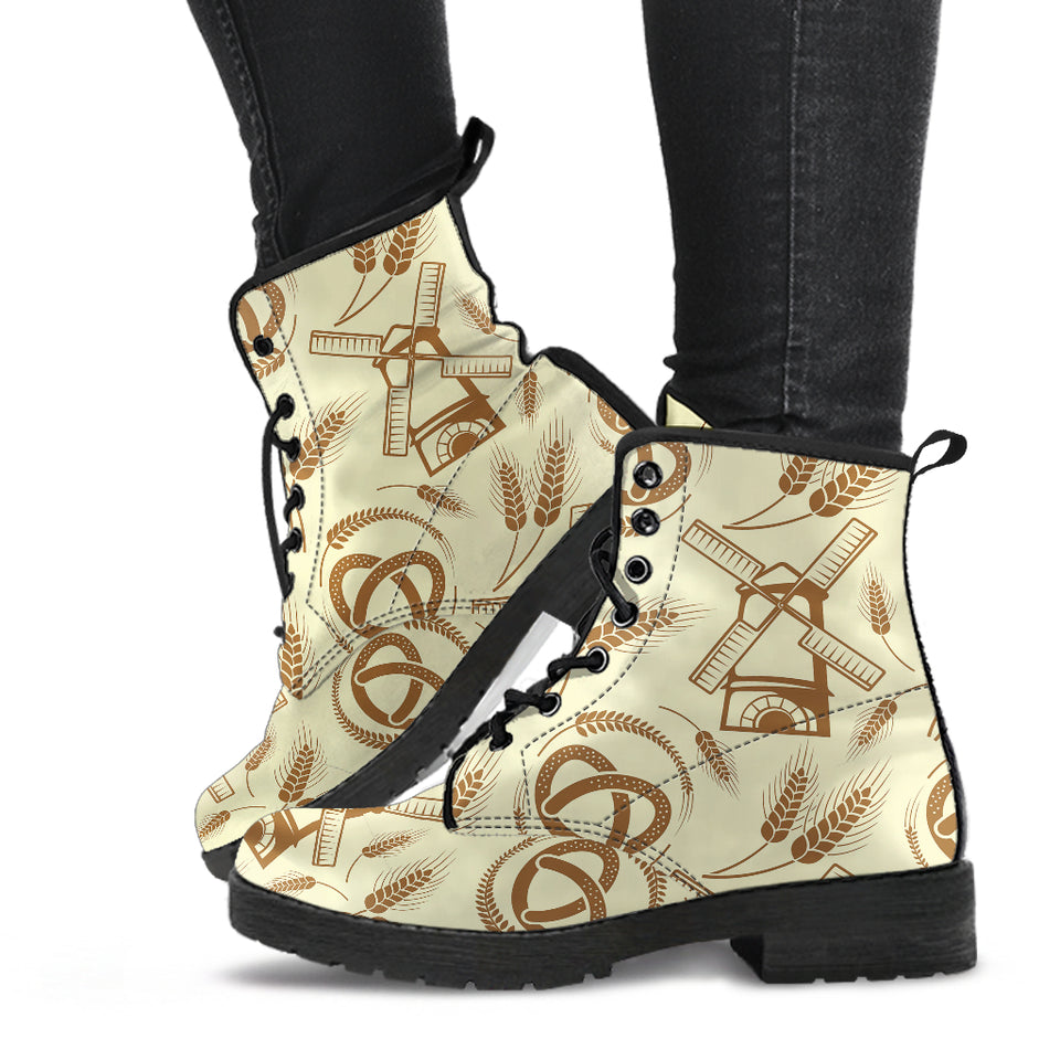 Windmill Wheat Pattern Leather Boots