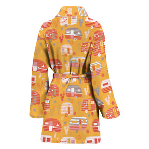 Camper Van Pattern Print Design 04 Women's Bathrobe