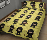 Cute ninja yellow background Quilt Bed Set