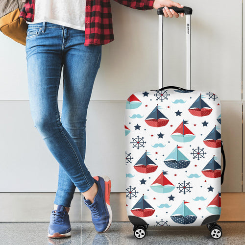 Cute Color Paper Sailboat Pattern Cabin Suitcases Luggages