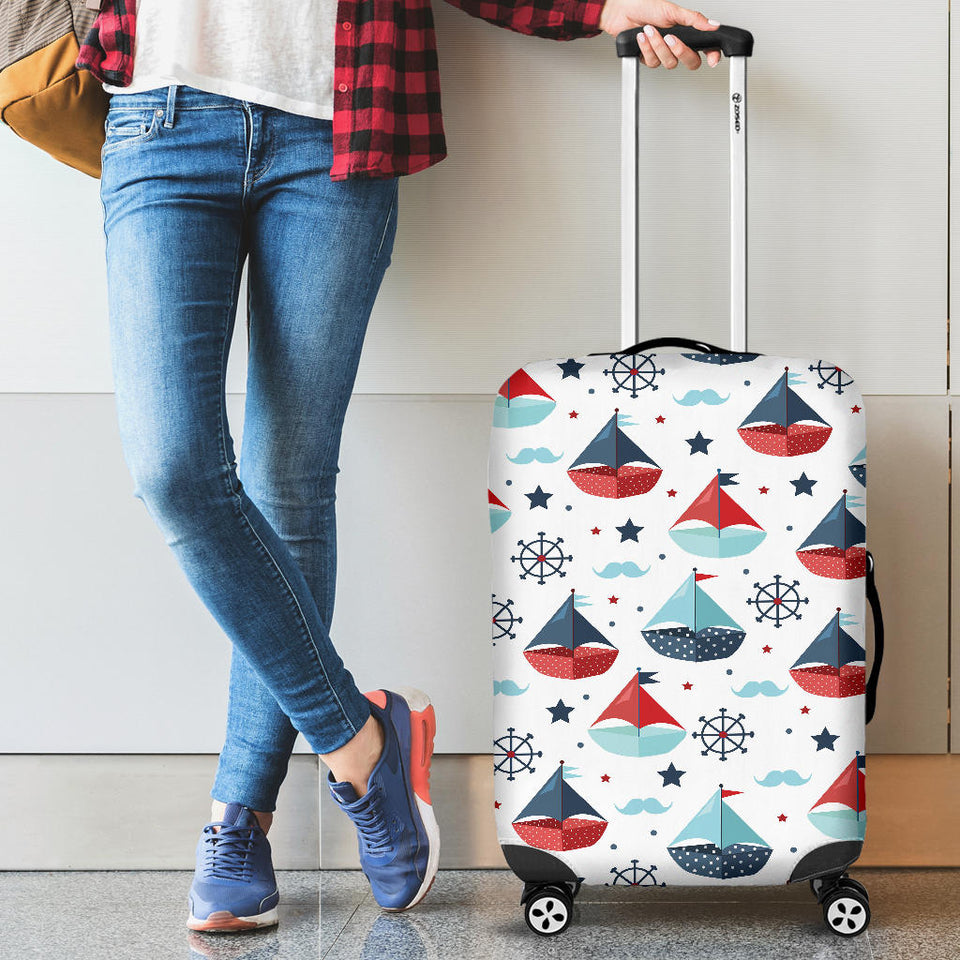 Cute Color Paper Sailboat Pattern Cabin Suitcases Luggages