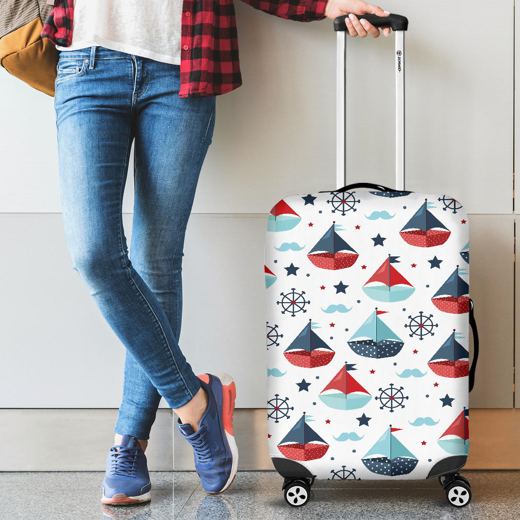Cute Color Paper Sailboat Pattern Cabin Suitcases Luggages