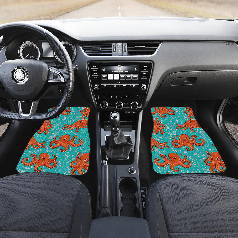 Octopus Turquoise Background Front And Back Car Mats