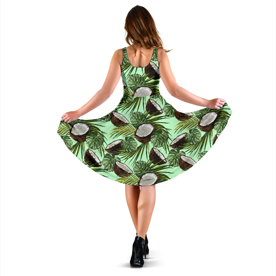Coconut Pattern Print Design 02 Sleeveless Midi Dress