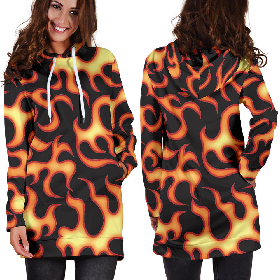 Fire Flame Dark Pattern Women'S Hoodie Dress