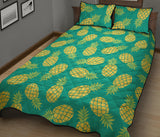 Pineapples pattern green background Quilt Bed Set