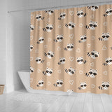 Cute Raccoon Heart Pattern Shower Curtain Fulfilled In US