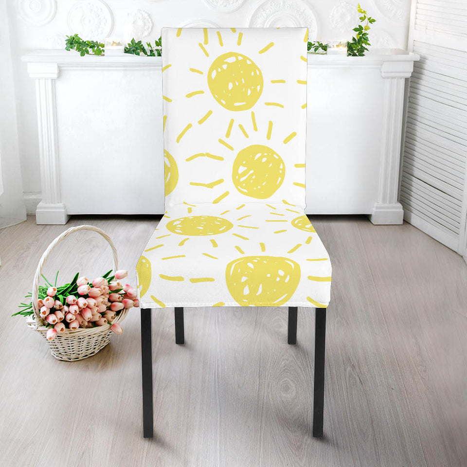 Hand Drawn Sun Pattern Dining Chair Slipcover