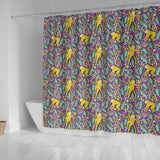 Cute Yellow Monkey Leaves Pattern Shower Curtain Fulfilled In US