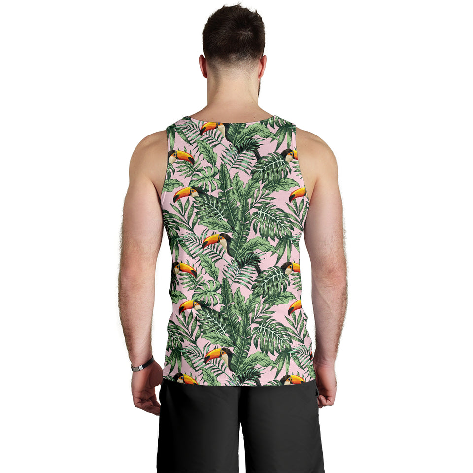 Toucan tropical green jungle palm pattern Men Tank Top
