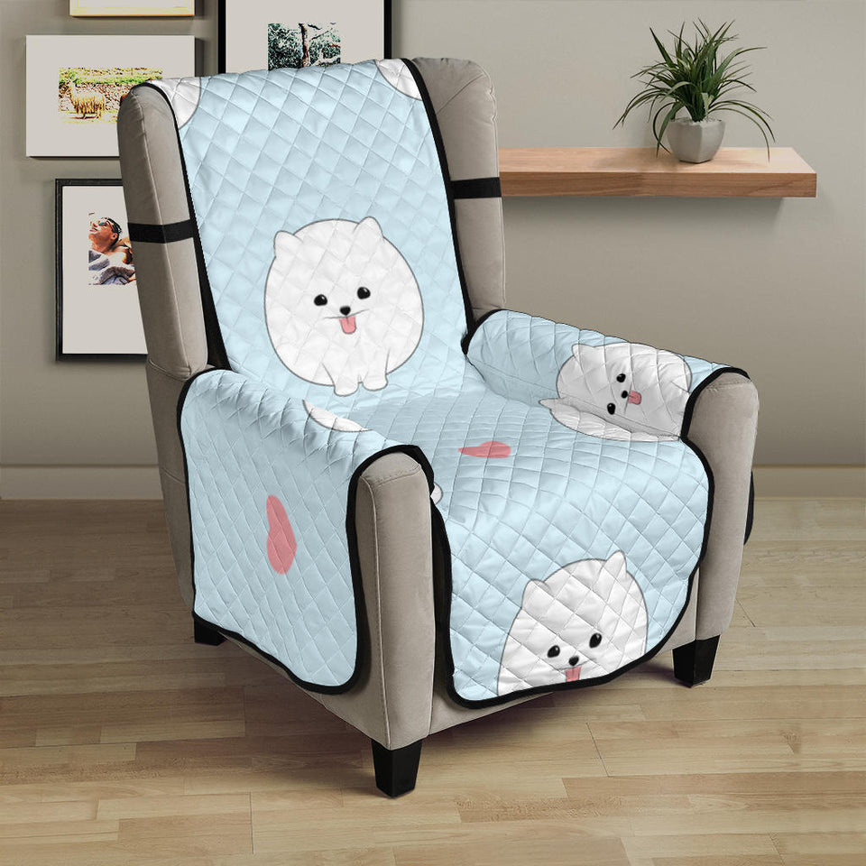 White cute pomeranian pattern Chair Cover Protector