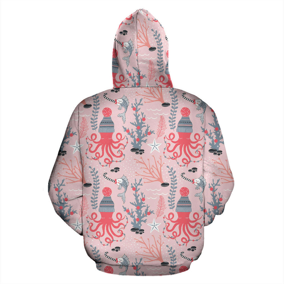 Octopus Winter Hat Garland Fish Candy Seaweed Coral Starfish Men Women Pullover Hoodie