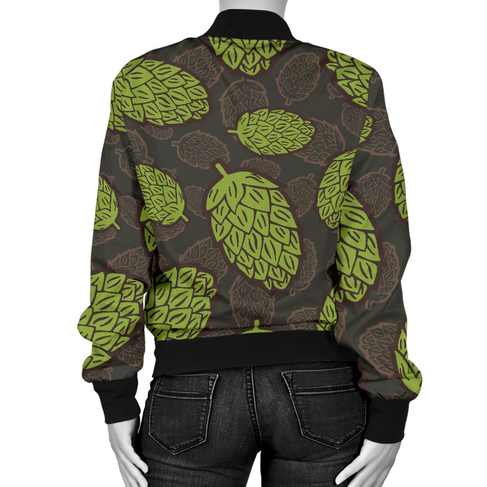 Hop Pattern Black Background Women'S Bomber Jacket