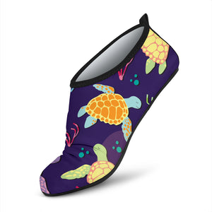 Colorful Sea Turtle Pattern Aqua Shoes