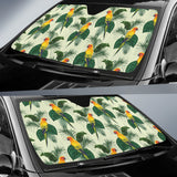 Beautiful Parrot Palm Leaves Pattern Car Sun Shade