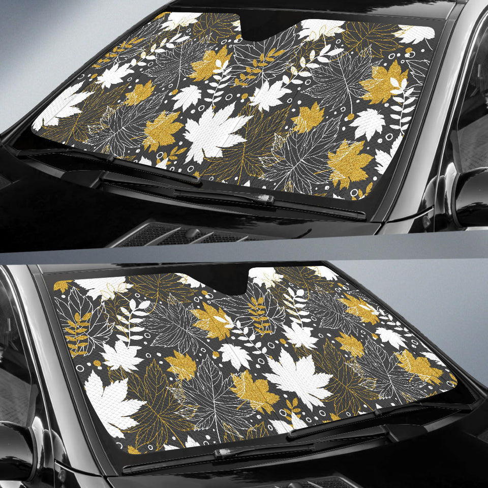 Beautiful Gold Autumn Maple Leaf Pattern Car Sun Shade