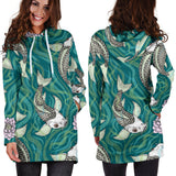 Koi Fish Carp Fish Lotus Pattern Women'S Hoodie Dress
