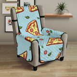 Hand drawn pizza blue background Chair Cover Protector