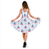 Sailboat Anchor Pattern Sleeveless Midi Dress