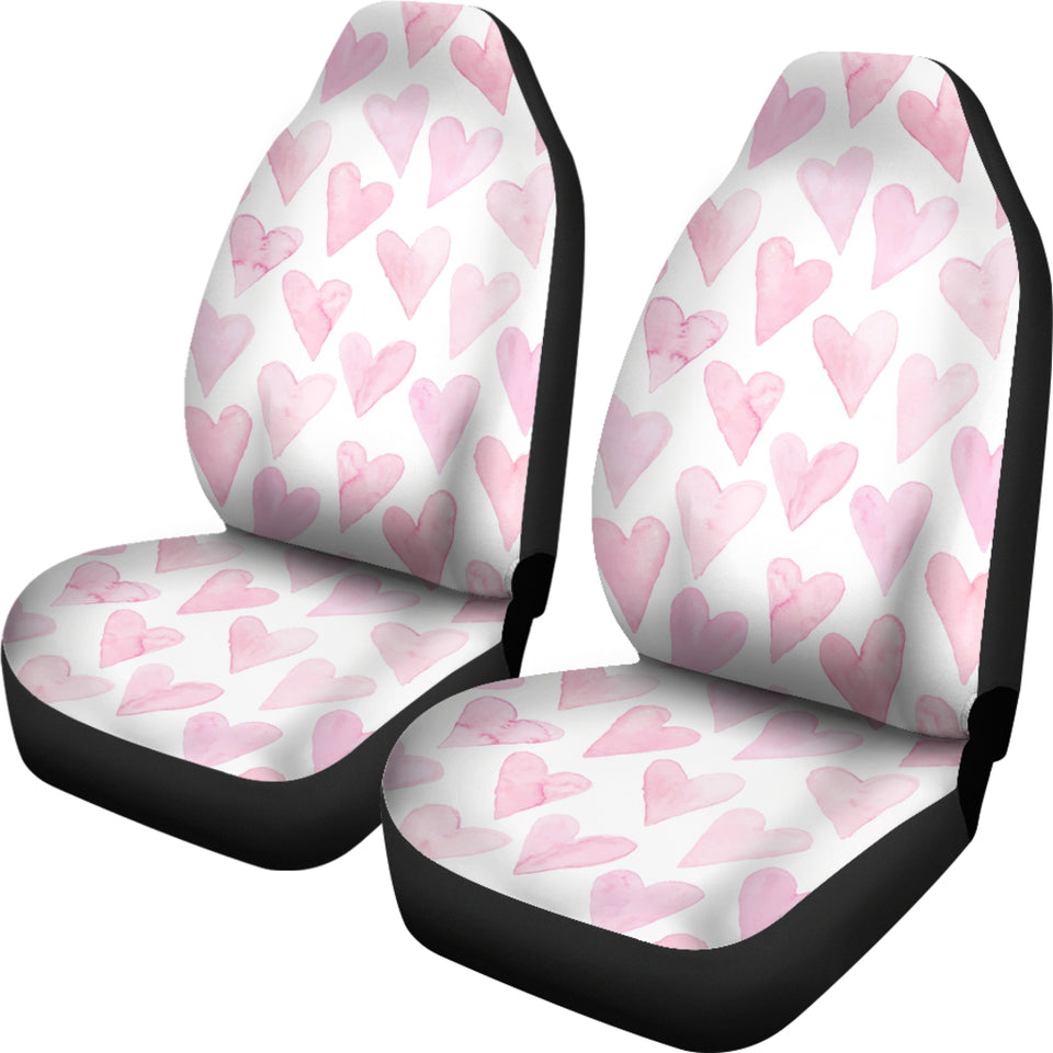 Watercolor Pink Heart Pattern Universal Fit Car Seat Covers