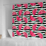 Watercolor Paint Textured Watermelon Pieces Shower Curtain Fulfilled In US