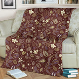 Coffee Bean Flower Pattern Premium Blanket