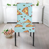 Hand Drawn Pizza Blue Background Dining Chair Slipcover