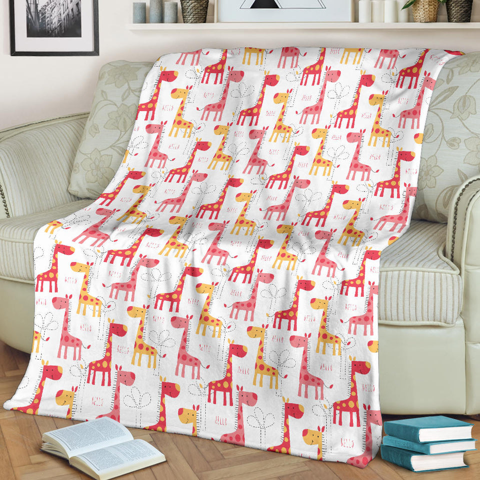 Giraffe Pattern Print Design 03 Premium Blanket
